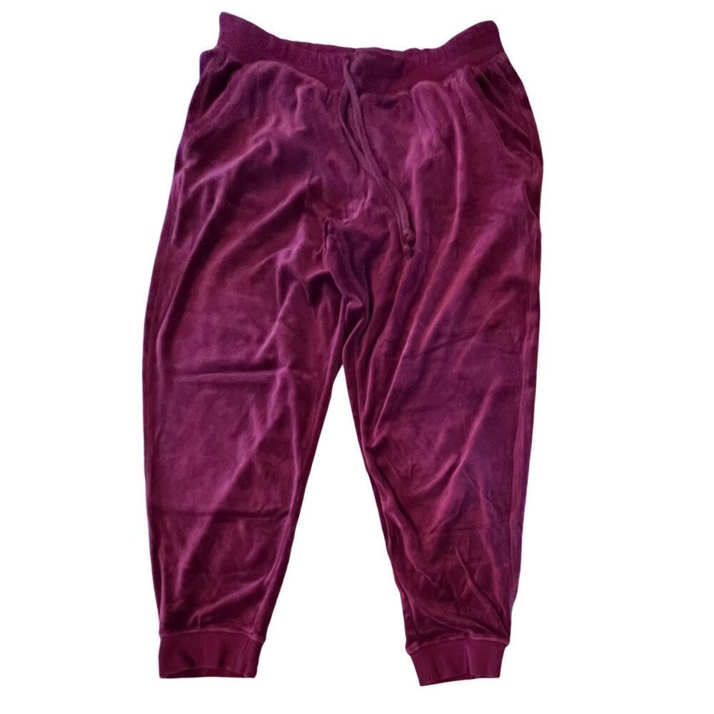 Fashion Nova Burgundy Drawstring Lounging Casual Velour Jogger Pant sz 1X